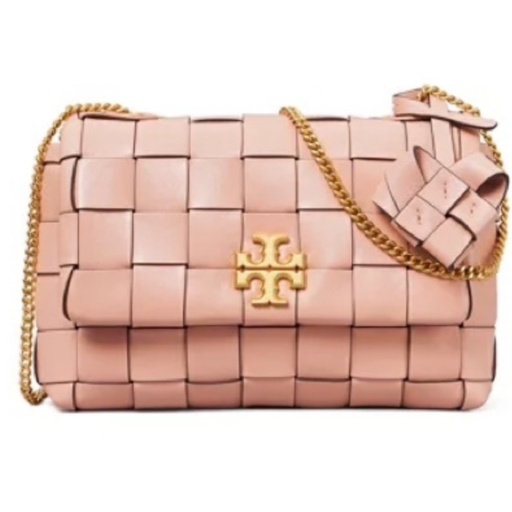 Rare Tory Burch Pink Braided Leather Crossbody Should… Gem